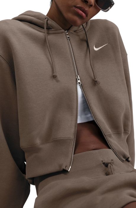  Phoenix Fleece Loose Cropped Full-Zip Hoodie Mink Brown/Sail