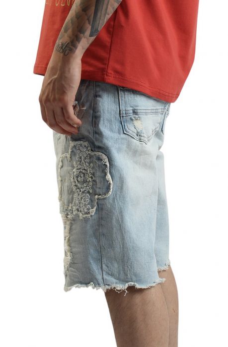 Palermo Cut out Denim Shorts Blue