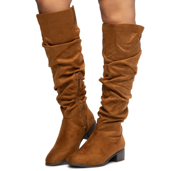 Trixie-03 Below The Knee Boots Tan Suede
