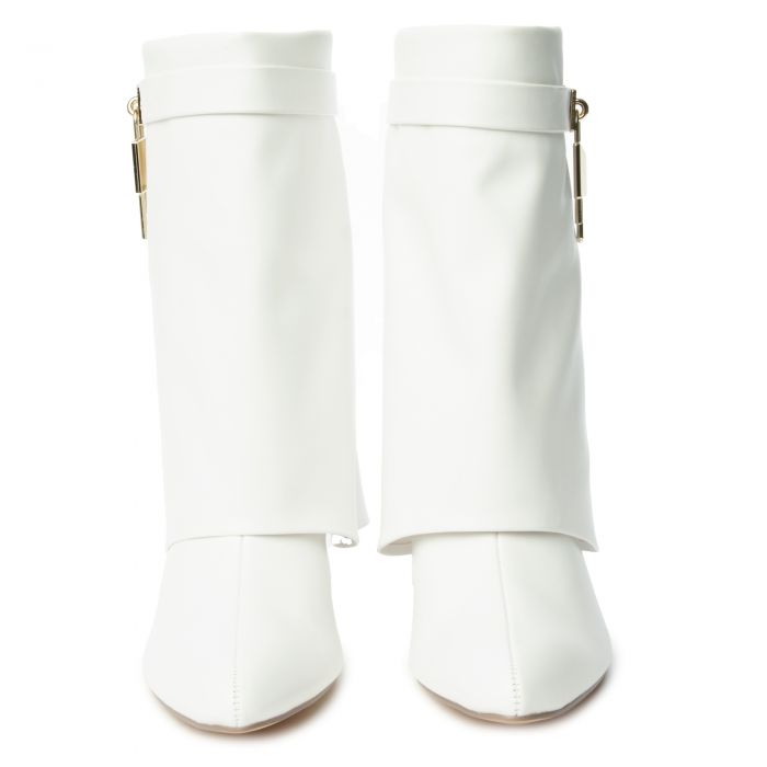 Mutto-2 Drape Mid-Calf Wedge Boot White