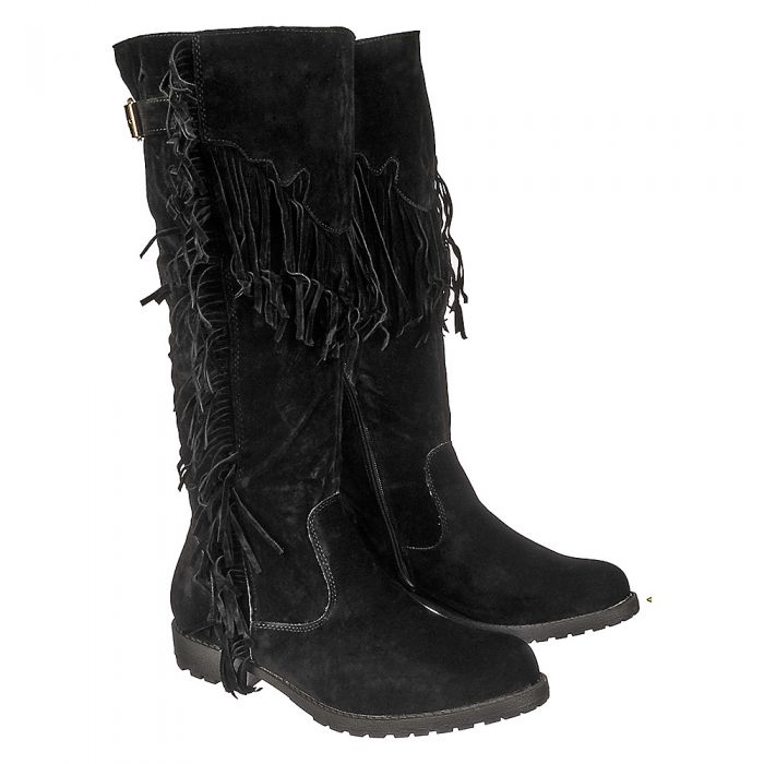 knee high fringe boots womens