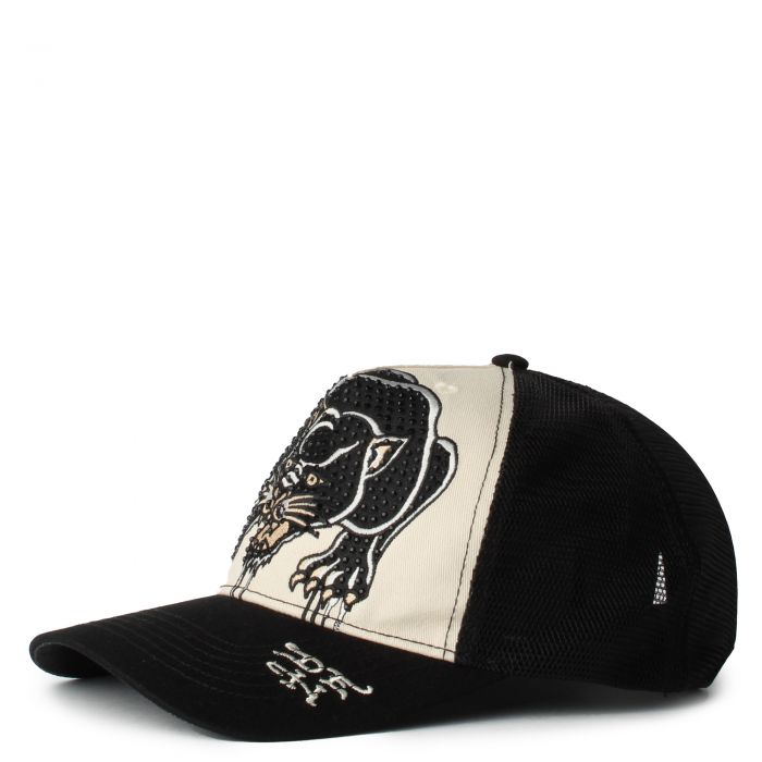 Rhinestone Panther Trucker Hat Black