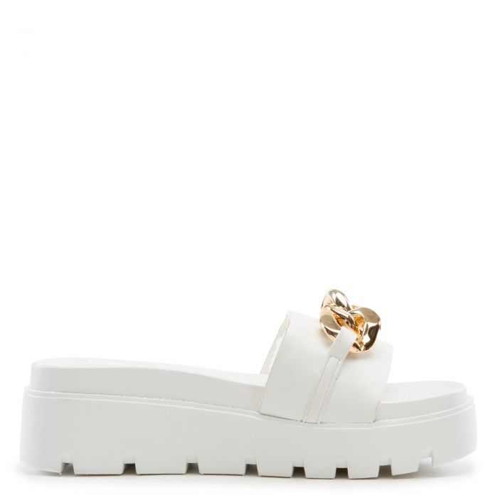 Refine-03 Log Sole Sandals White