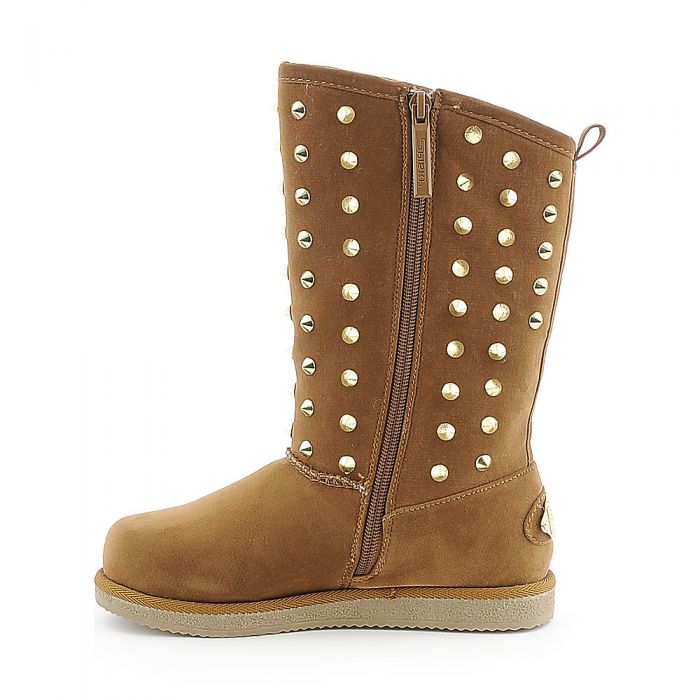 Kid's Studded Flat Boot Urban Studs Tan