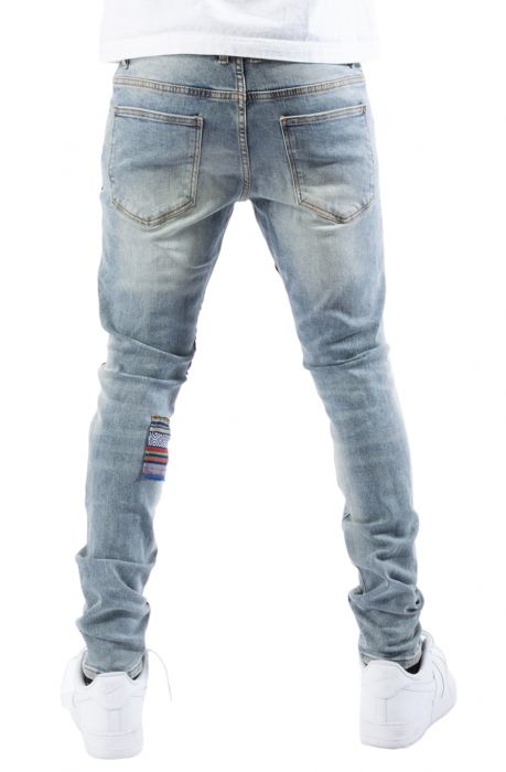 West Denim Jeans Blue Patchwork