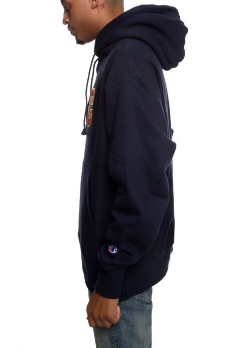 Reverse Weave Pull Over Hoodie Navy