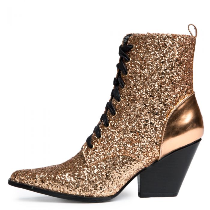 womens rose gold booties