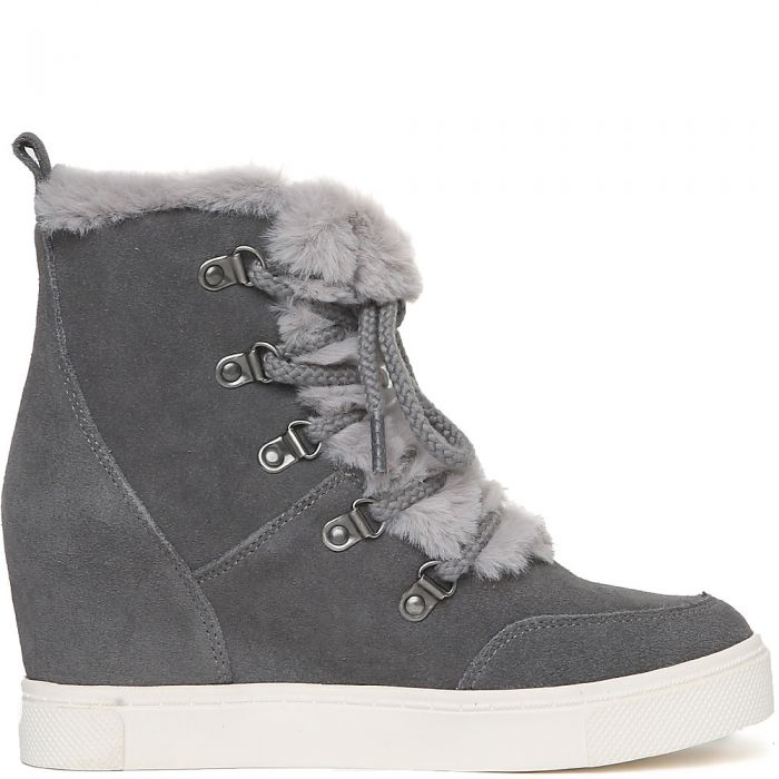 Lift Fur Casual Wedge Sneaker Grey