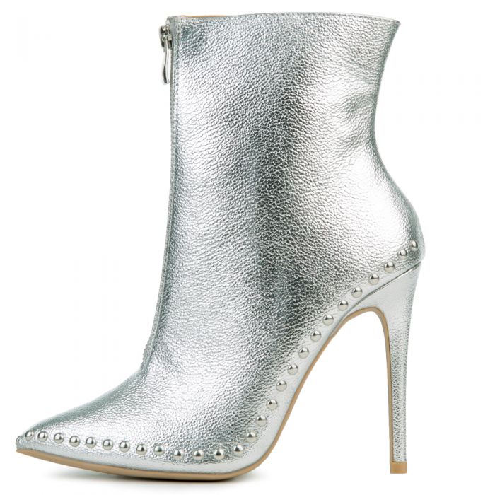 booties with silver heel