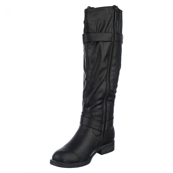 SHIEKH Women's Knee-High Leather Boot Pita 18 PITA-18/BLACK - Shiekh