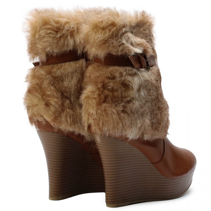 JPM Ceasar29 Fur Wedge Boots  Brown