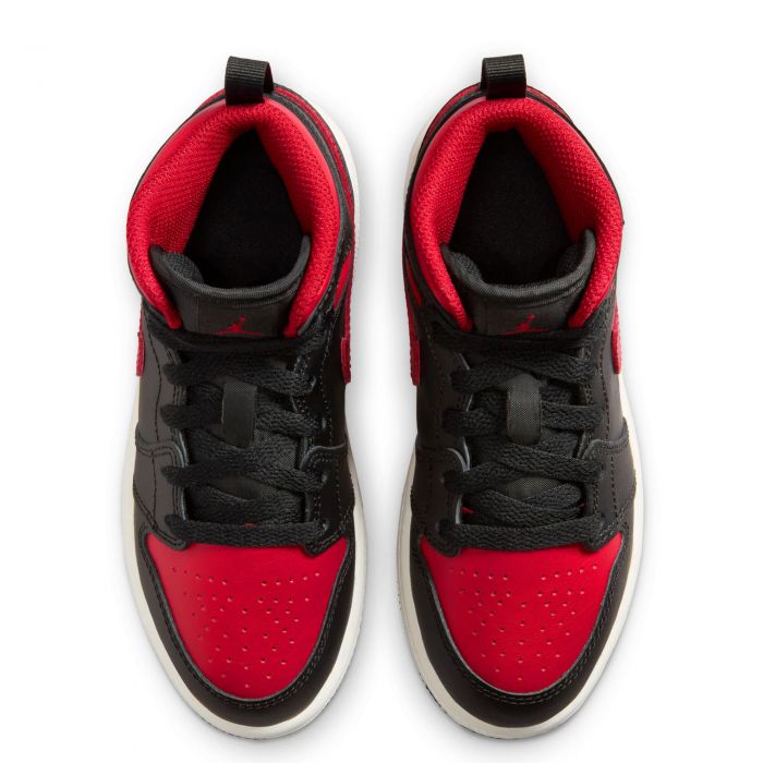 Pre-School Jordan 1 Mid Black/Varsity Red-Summit White