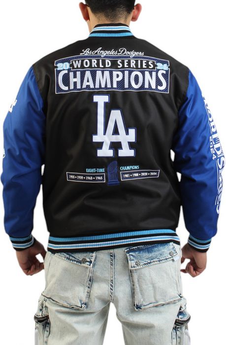 MLB Los Angeles Dodgers Twill World Series Champs Jacket Black/Royal