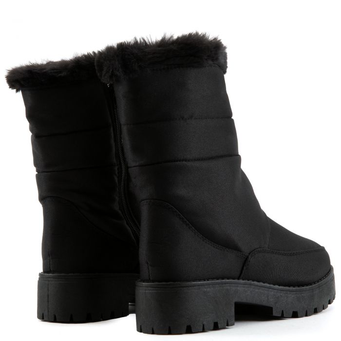Wildone-33 Puffer Mid Boots Black Faux Suede