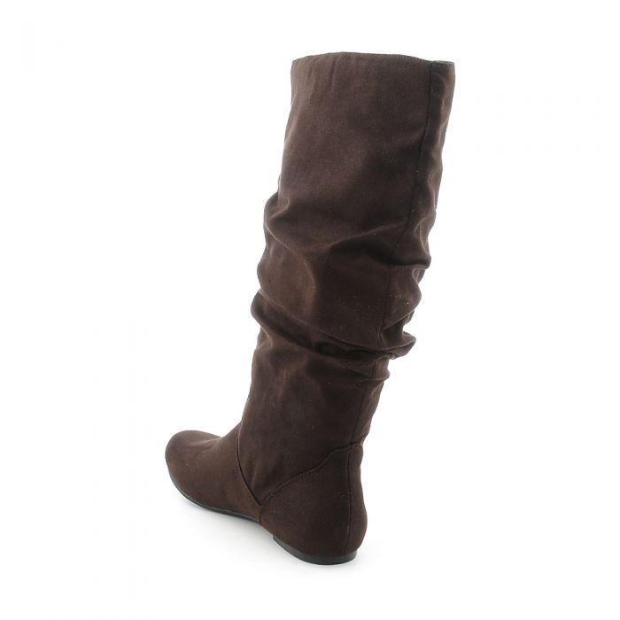 Flat Mid-Calf Boot Kalisa-04 Brown Suede