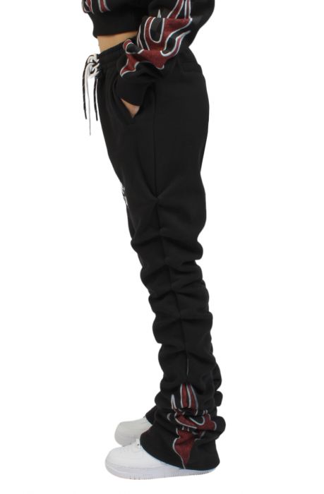 Stacked Racing High Rise Pants Black