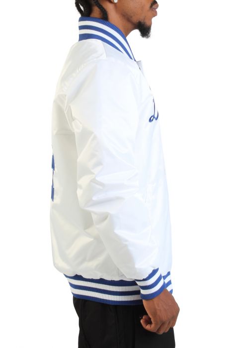 MLB Los Angeles Dodgers Satin Jacket  White/Dodger Blue