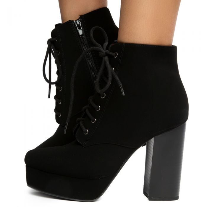 womens black lace up bootie