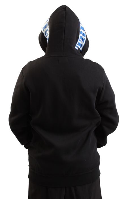 Exaggerated Icon Raw Trim Zip Hoodie  Black