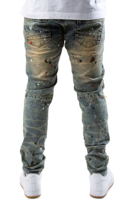 Schizo Distressed Splatter Jeans Vintage Tint