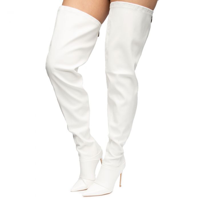 Tyris-1 Thigh High Boots White