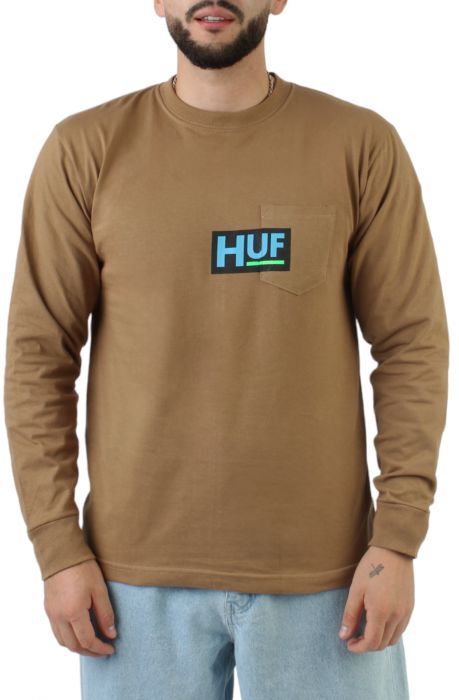 Busy Pocket Long Sleeve T-Shirt Camel