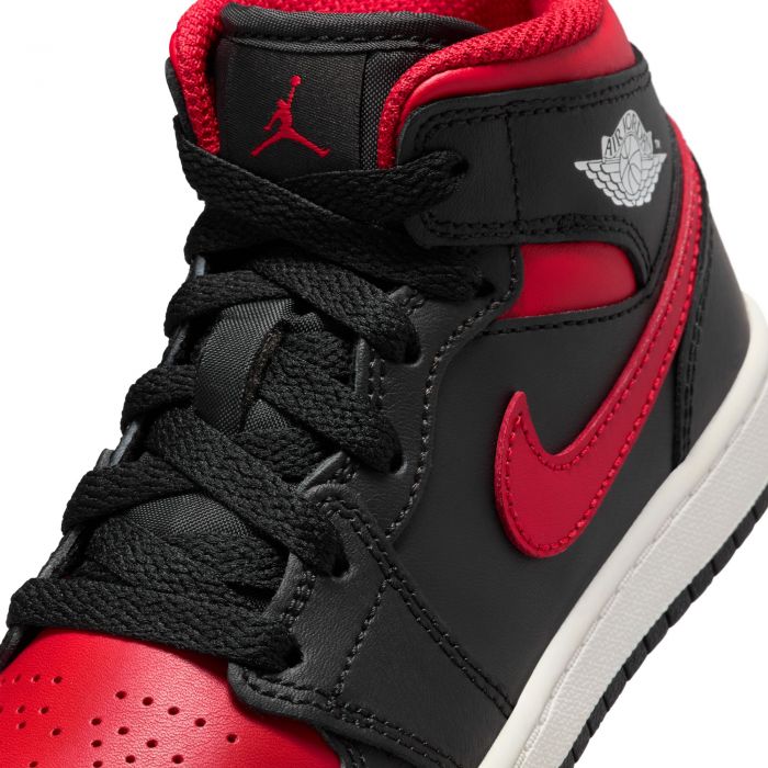 Pre-School Jordan 1 Mid Black/Varsity Red-Summit White