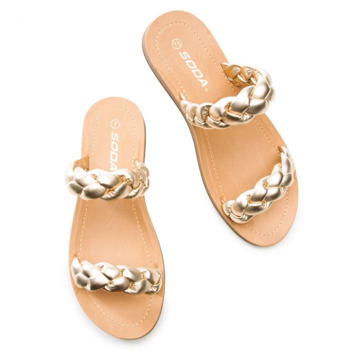 Joyful-S Flat Sandals Gold