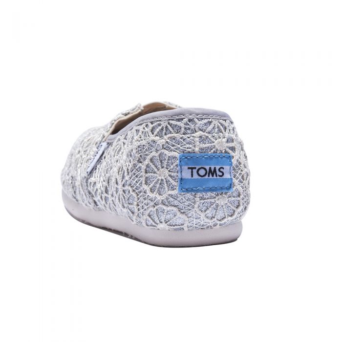 Toms for Women: Classic Silver Crochet Glitter Flat Silver