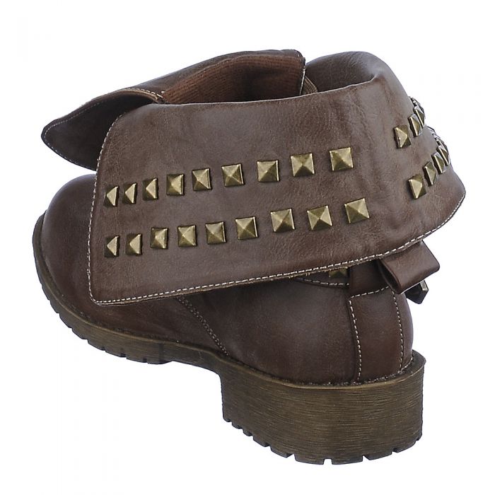 Fold Down Studded Boot Taylor-1-S Taupe Taupe