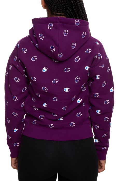 Reverse Weave Pullover Hoodie All-Over Logo Venetian Purple
