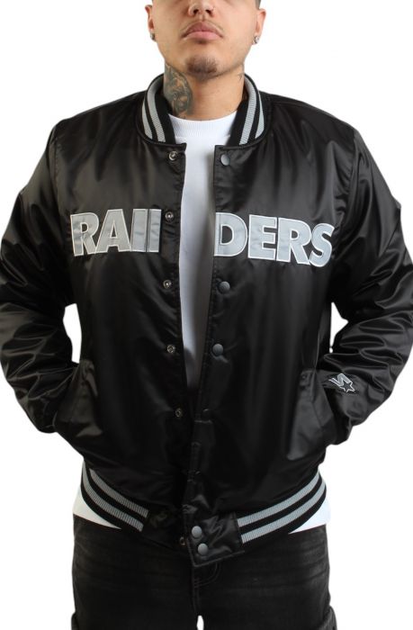 NFL Raiders Satin Bomber Jacket  Black/Silver