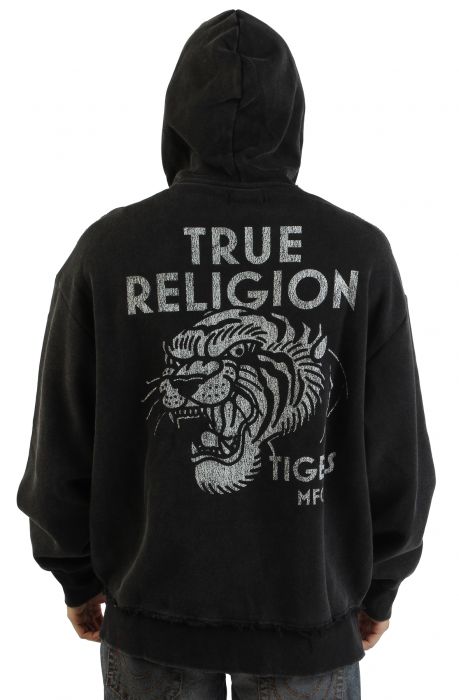 Vintage Tiger Zip Hoodie  Black