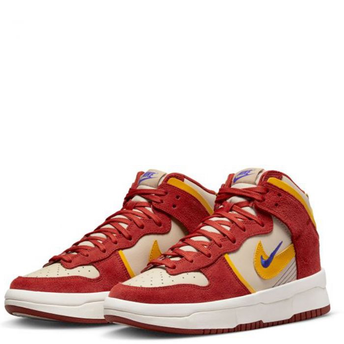 nike dunk high up trainers in sanddrift and cinnabar red