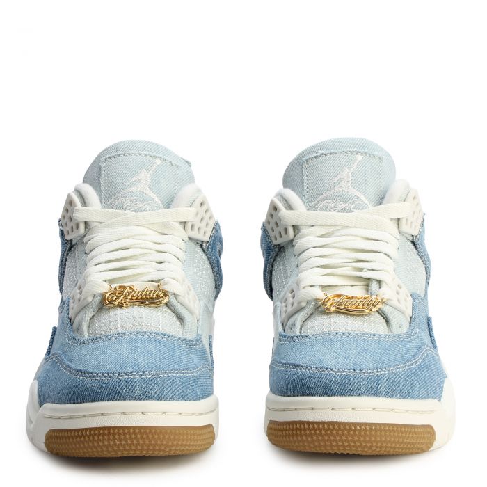 Women's Air Jordan 4 Retro Sail/Sail-Gum Light, Brown-Worn Blue