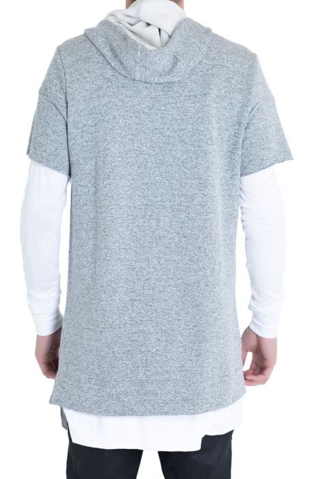 The LS Essential Layered Hoodie w/ Sleeve Zips in Heather Grey & White Heather