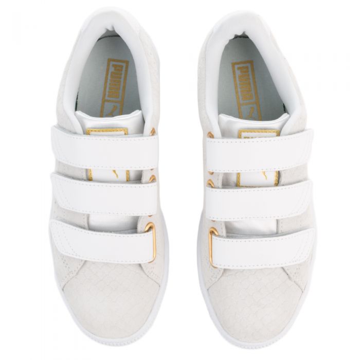 Women's Basket Strap Exoticskin White Sneaker PUMA WHITE-PUMA WHITE