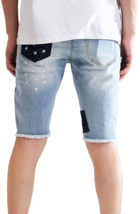 Gerard Denim Shorts Blue Patchwork