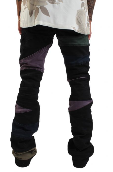 Color Panel Stacked Flare Jean  Black