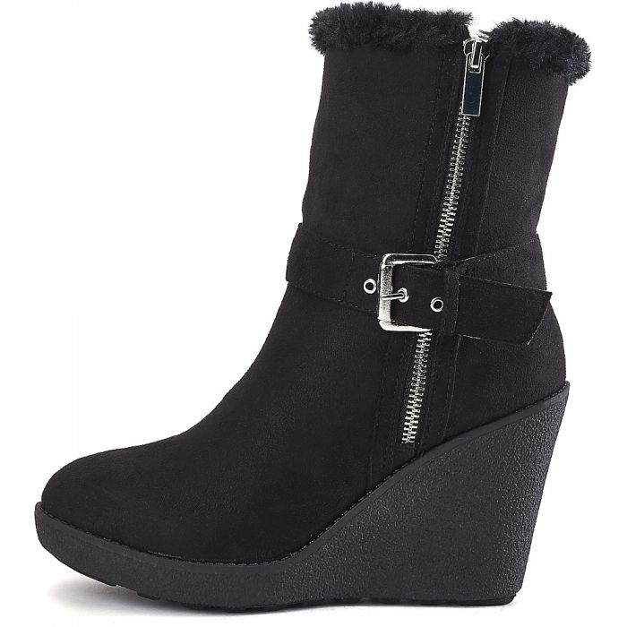 SHIEKH Women's Selina35 Wedge Ankle Boot SELINA35/BLACK Shiekh