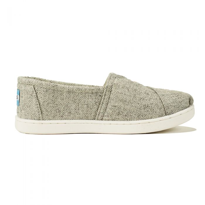 Toms for Kids: Classic Grey Wool Herringbone Flats Grey