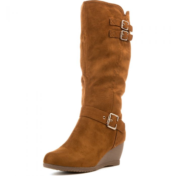 womens mid calf wedge boots