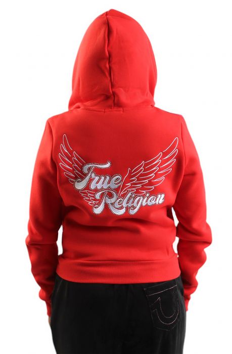 CLASSIC WINGED CRYSTAL ZIP HOODIE FLAME SCARLET