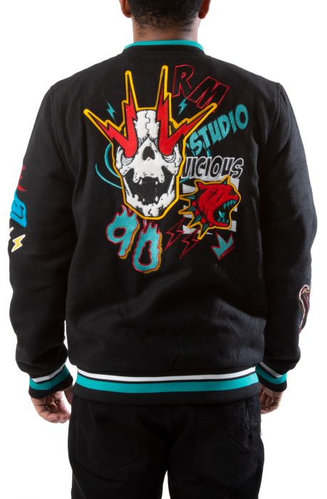 Madness Sketch Varsity Jacket Black/Teal