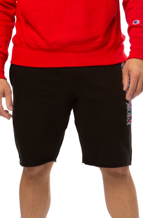 Reverse Weave Cut Off Shorts Black