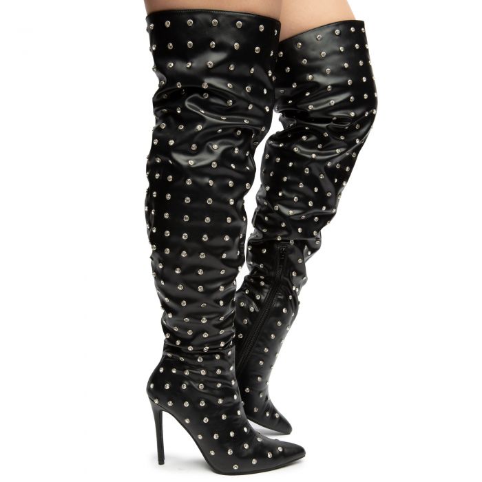 bling thigh high boots