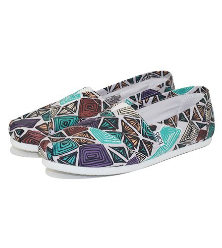 Toms for Women: Classic White Multi Canvas Printed Abstract White