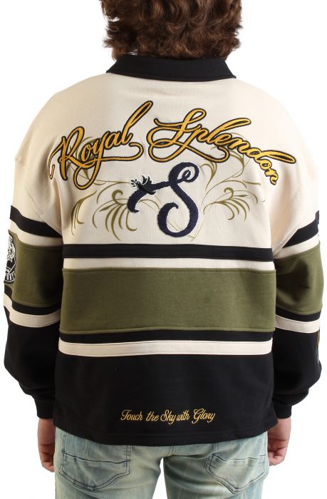 Ivy Rugby Long Sleeve T-Shirt  Black/Olive