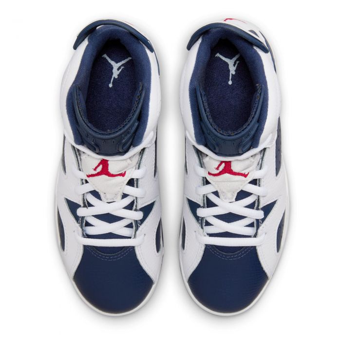 Pre-School Jordan 6 Retro White/Varsity Red-Midnight Navy