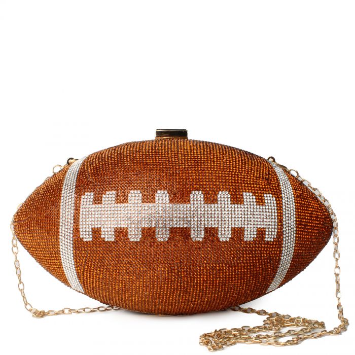 Rhinestone Football Purse  Camel